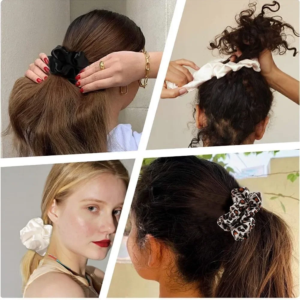 Black and white Silky Hair Scrunchies
